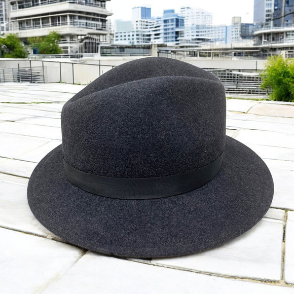 Vintage Makins New York Black Trilby Teardrop 100% Wool Felt Fedora Hat 4384 - Picture 4 of 9